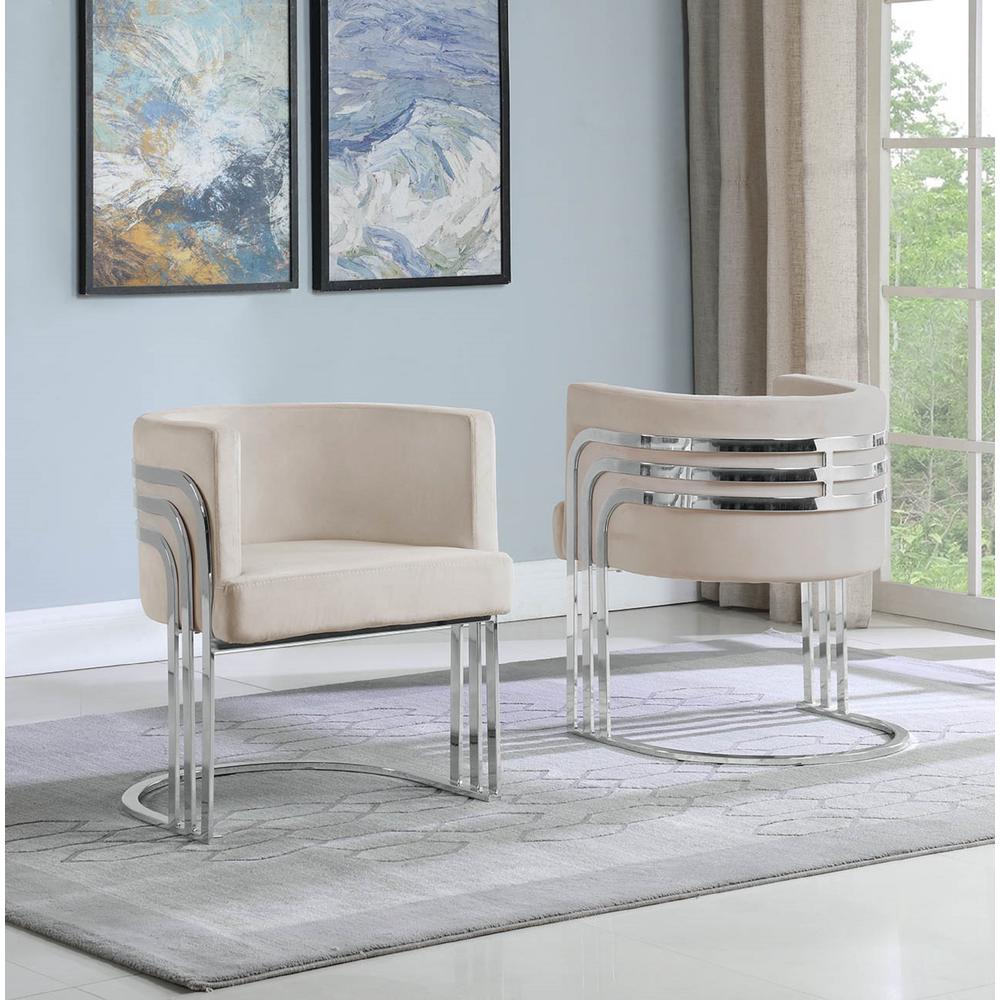 Velvet Barrel Chair, Silver Base. Picture 2