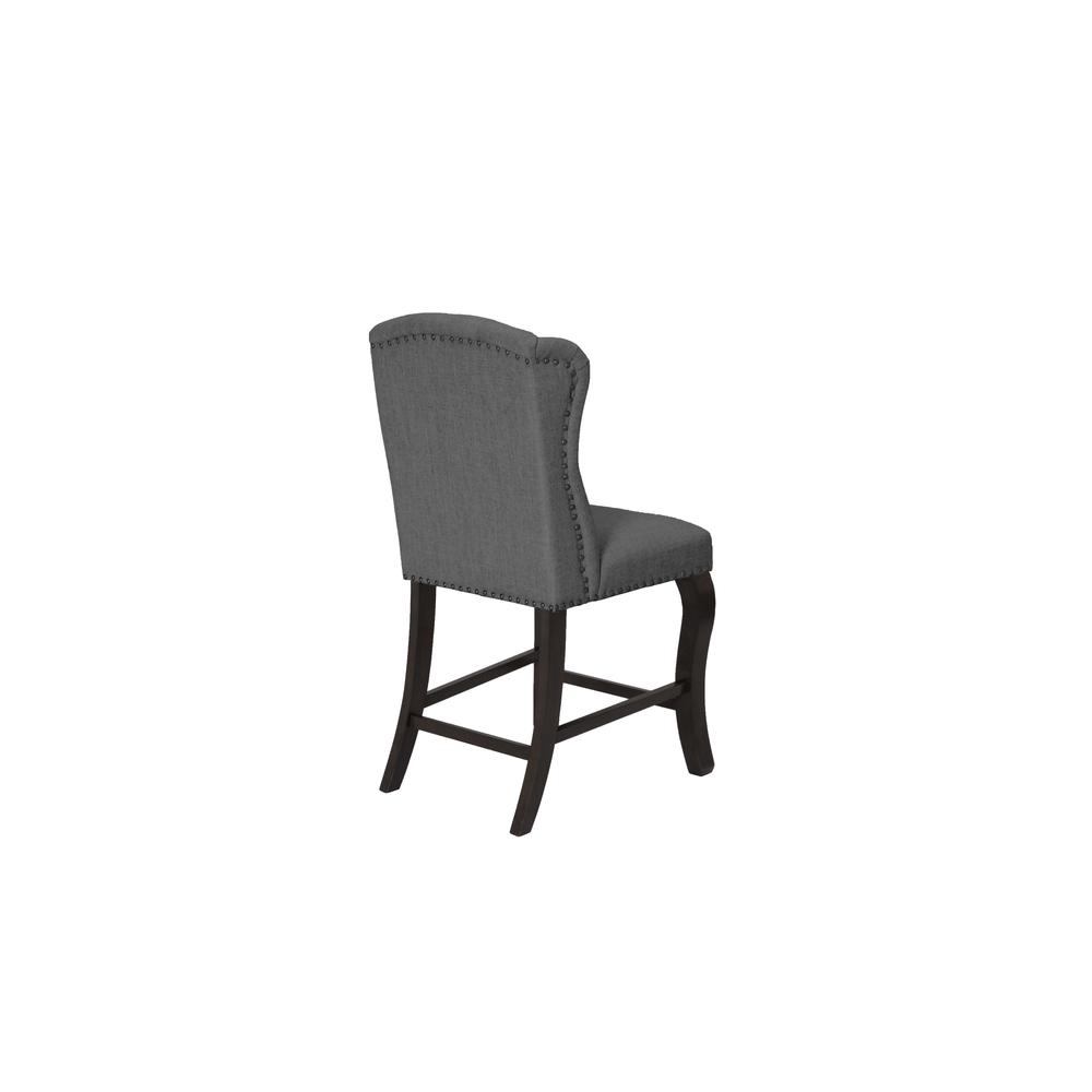 Counter Height Upholstered Side Chairs with Tufted Buttons and Nailhead Trim. Picture 5