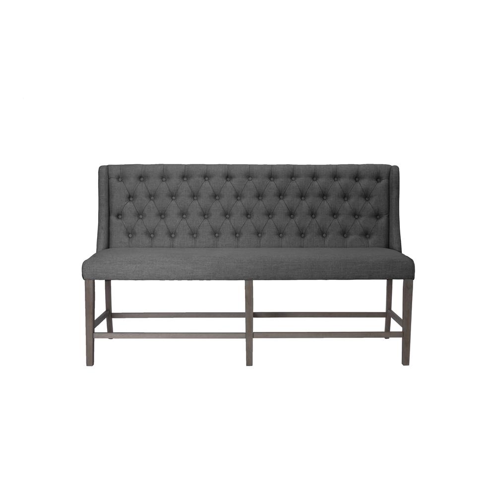 Classic Counter Height Upholstered Bench with Backrest and Tufted Buttons. Picture 2