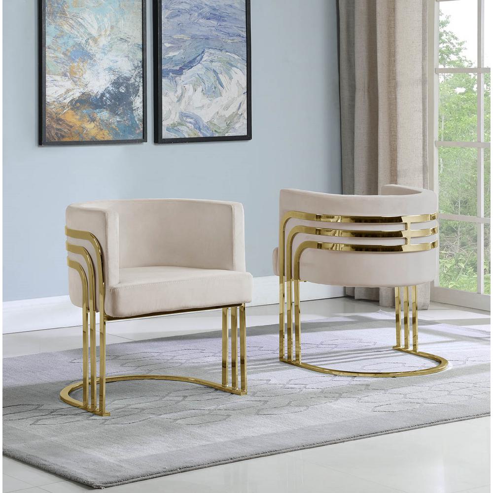 Velvet Barrel Chair, Gold Base. Picture 2