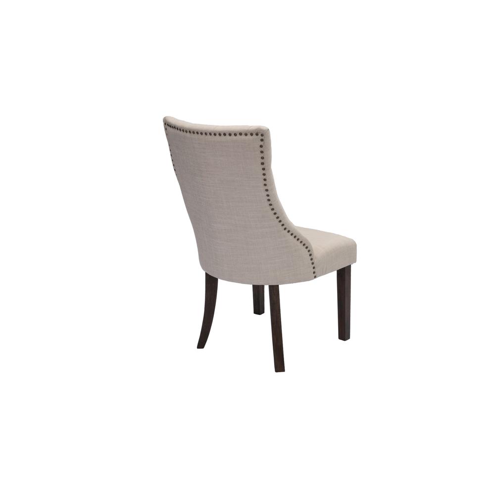 Classic Upholstered Side Chair Tufted in Linen Fabric w/Nailhead Trim **Set of 2**, Beige. Picture 4