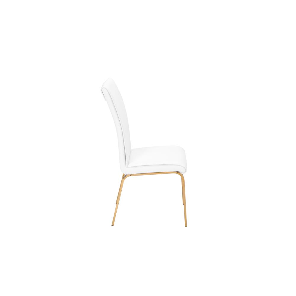 Faux Leather Dining Side Chairs, Chrome Gold Legs (Set of 2) - White. Picture 3