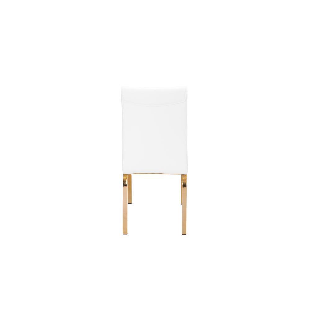 Faux Leather Dining Side Chairs, Chrome Gold Legs (Set of 2) - White. Picture 4