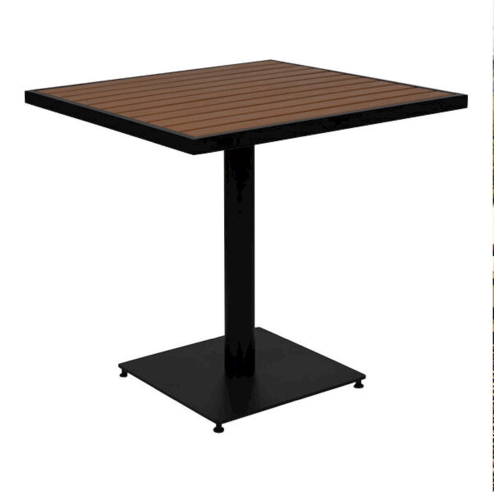 Outdoor Patio Bistro Dining Table with Faux Teak Poly Slats, 30" Square. Picture 1