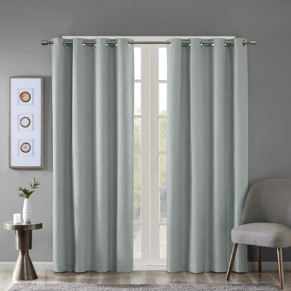 Printed Heathered Blackout Grommet Top Curtain Panel. Picture 4