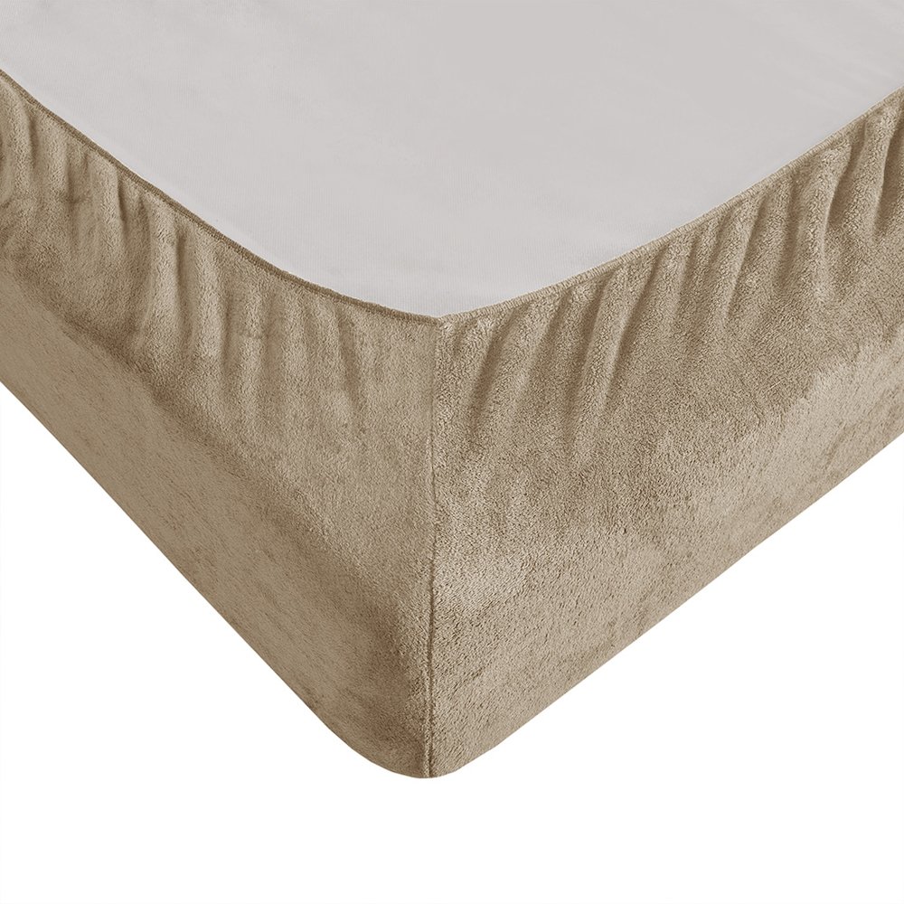 Soloft Plush Micro Plush Sheet Set in Taupe. Picture 3