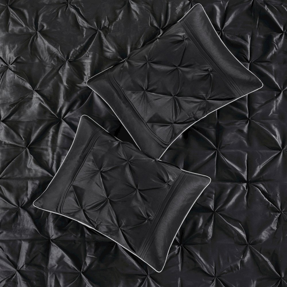 Laurel 100% Polyester Pieced Pleated 7pcs Tufted Comforter Set. Picture 4
