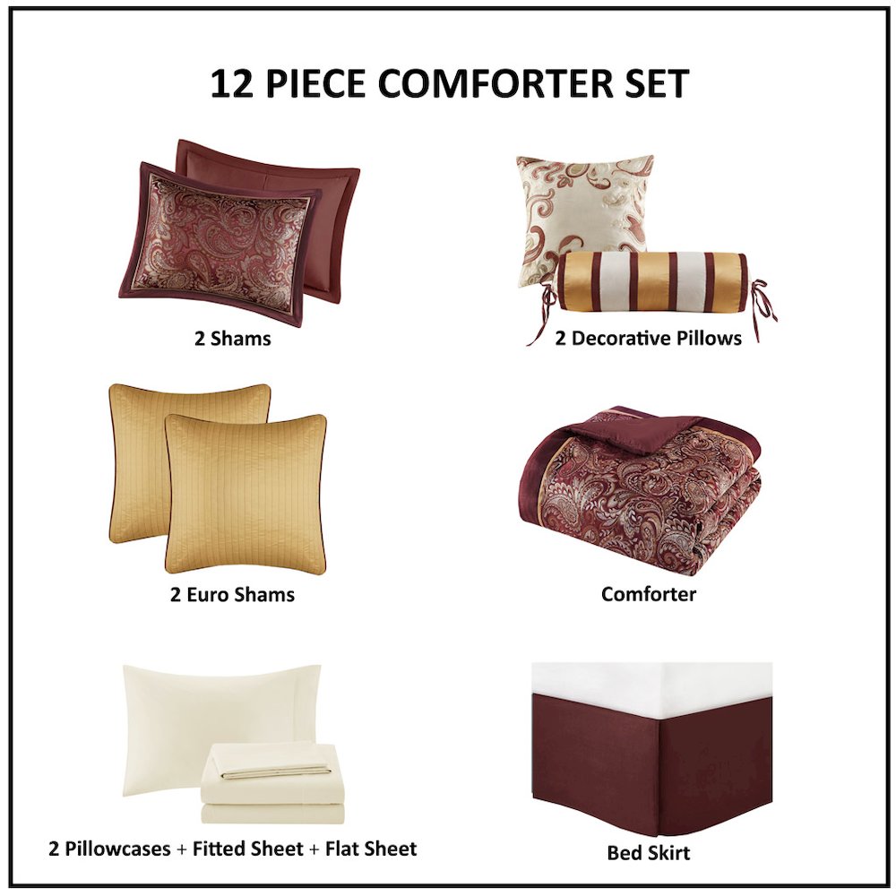 12 Piece Comforter Set with Cotton Bed Sheets. Picture 5
