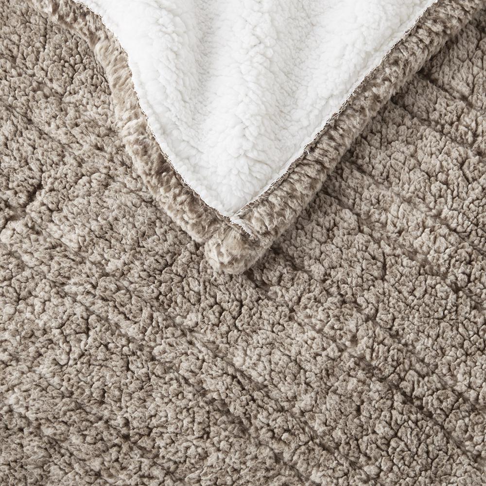 Marbled Sherpa Heated Throw, Grey color. Picture 3