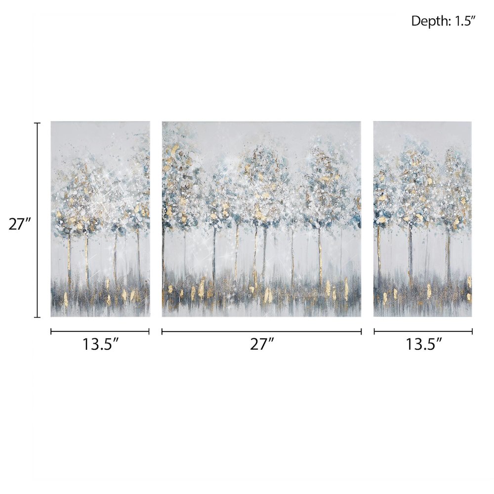 Gold Foil Triptych 3-piece Canvas Wall Art Set. Picture 2