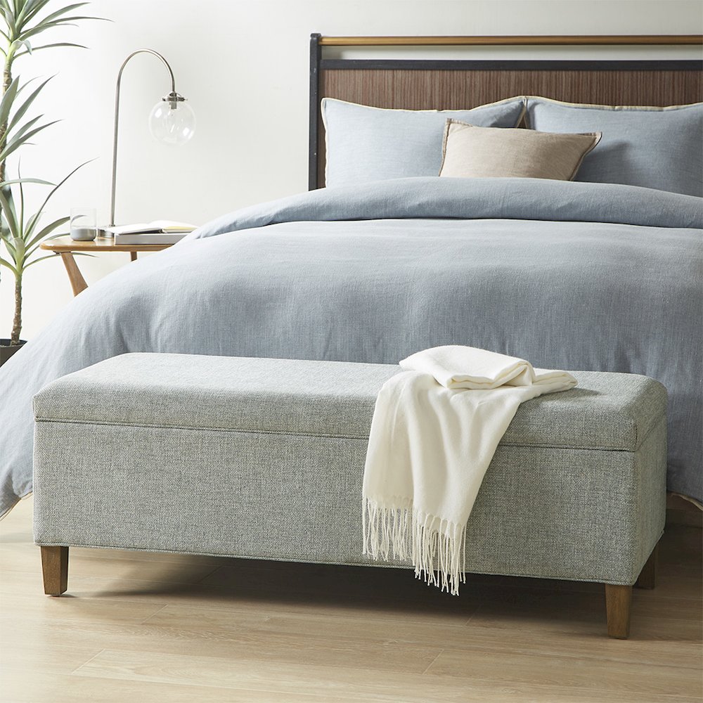 Marcie (Erica) Soft Close Storage Accent Bench, Blue color. Picture 3