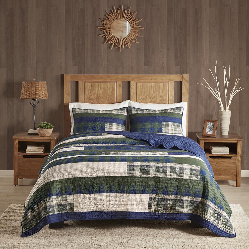 Spruce Hill Oversized Cotton Quilt Mini Set, Green color. Picture 3