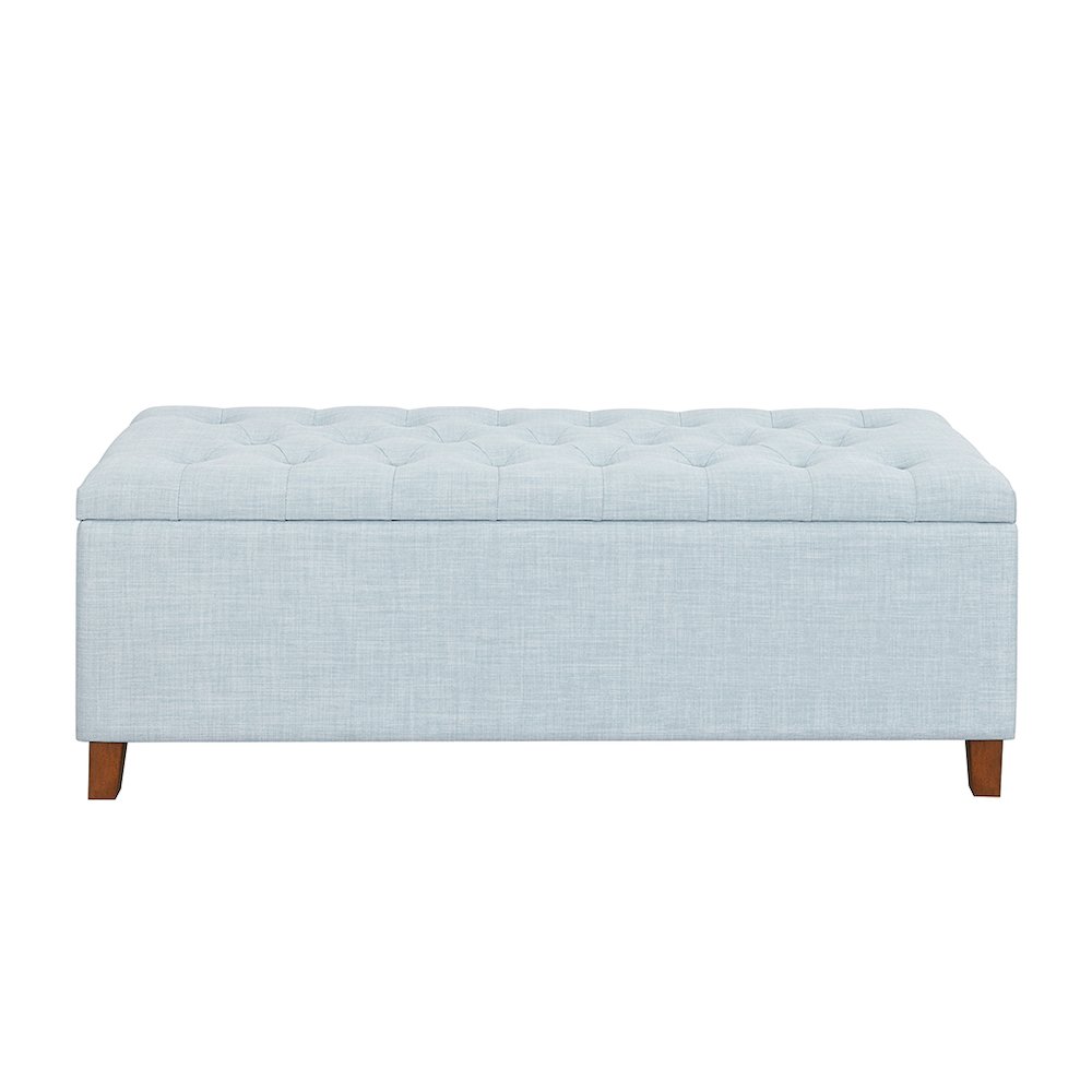 Shandra Tufted Top Upholstered Storage Bench, Light Blue color. Picture 1
