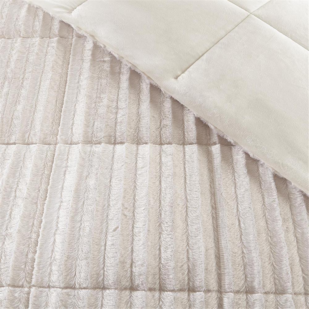 Duke Faux Fur Comforter Mini Set, Champagne color. Picture 1