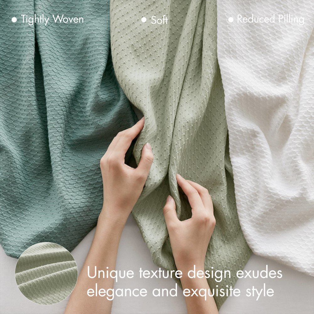 Egyptian Cotton Blanket, Sage Green color. Picture 5