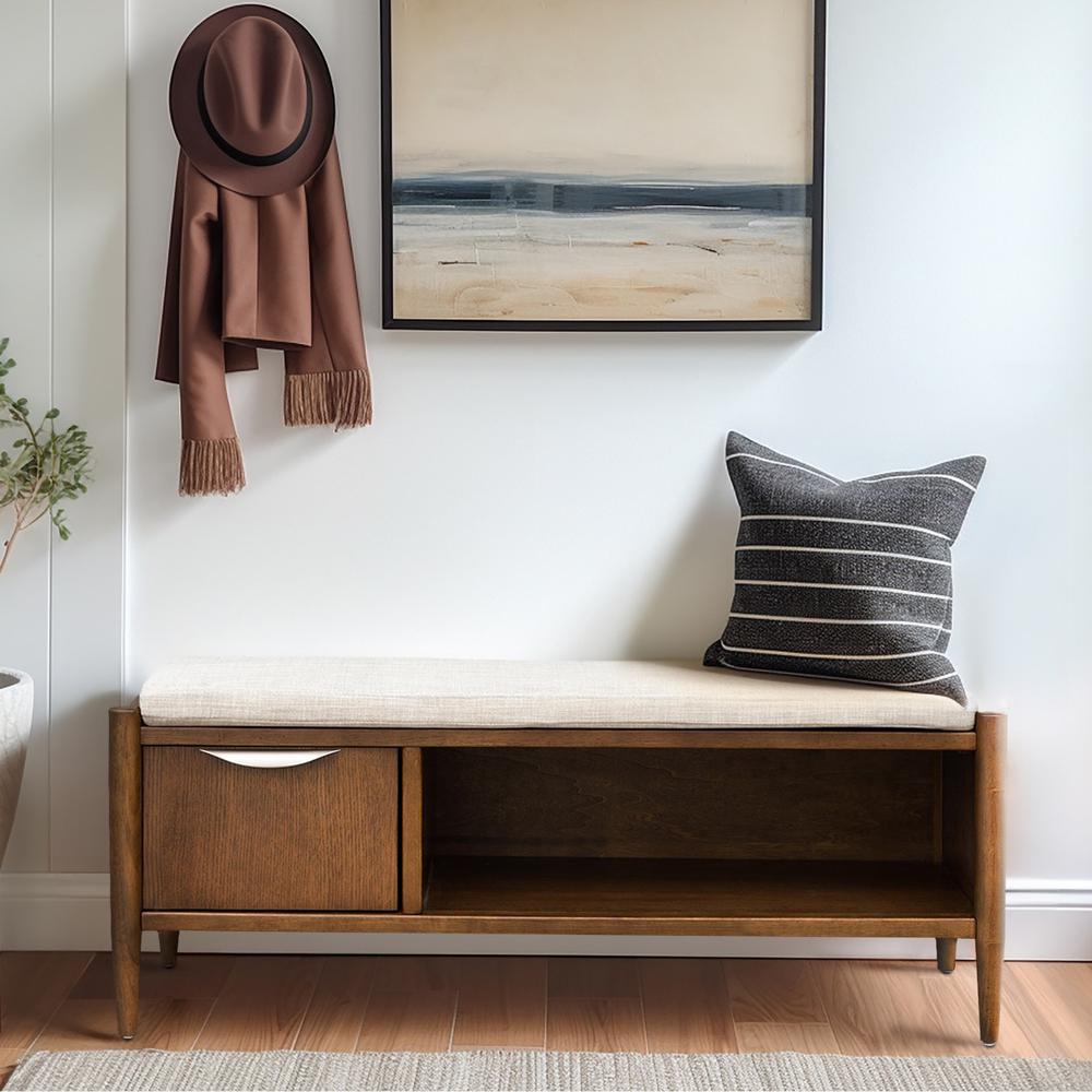 Accent Bench with Storage and Upholstered Cushion. Picture 4