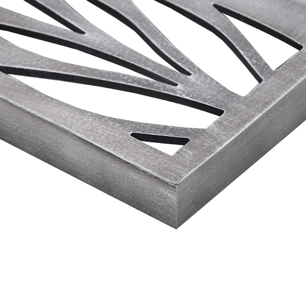 Grey Laser Cut Wood 2-piece Panel Wall Decor Set. Picture 1