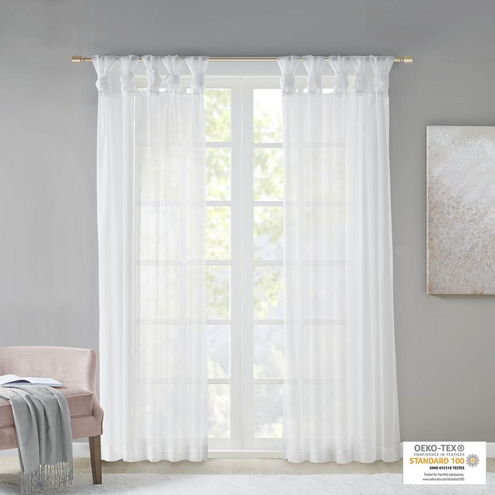 Twist Tab Voile Sheer Window Pair. Picture 1