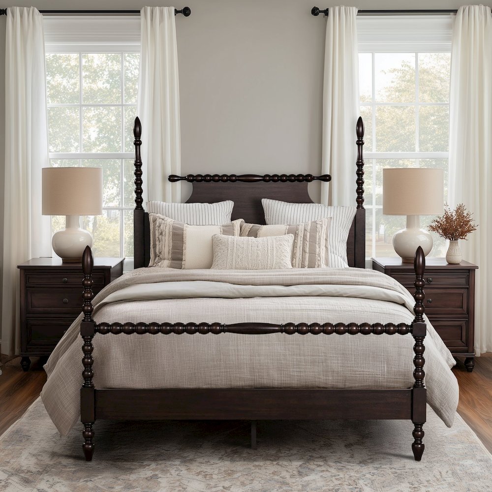 Beckett Turned Wood Spindle Bed, Morocco Brown color. Picture 3