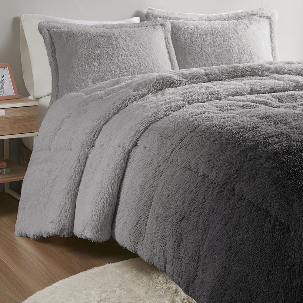 Ombre Shaggy Long Fur Comforter Mini Set. Picture 5