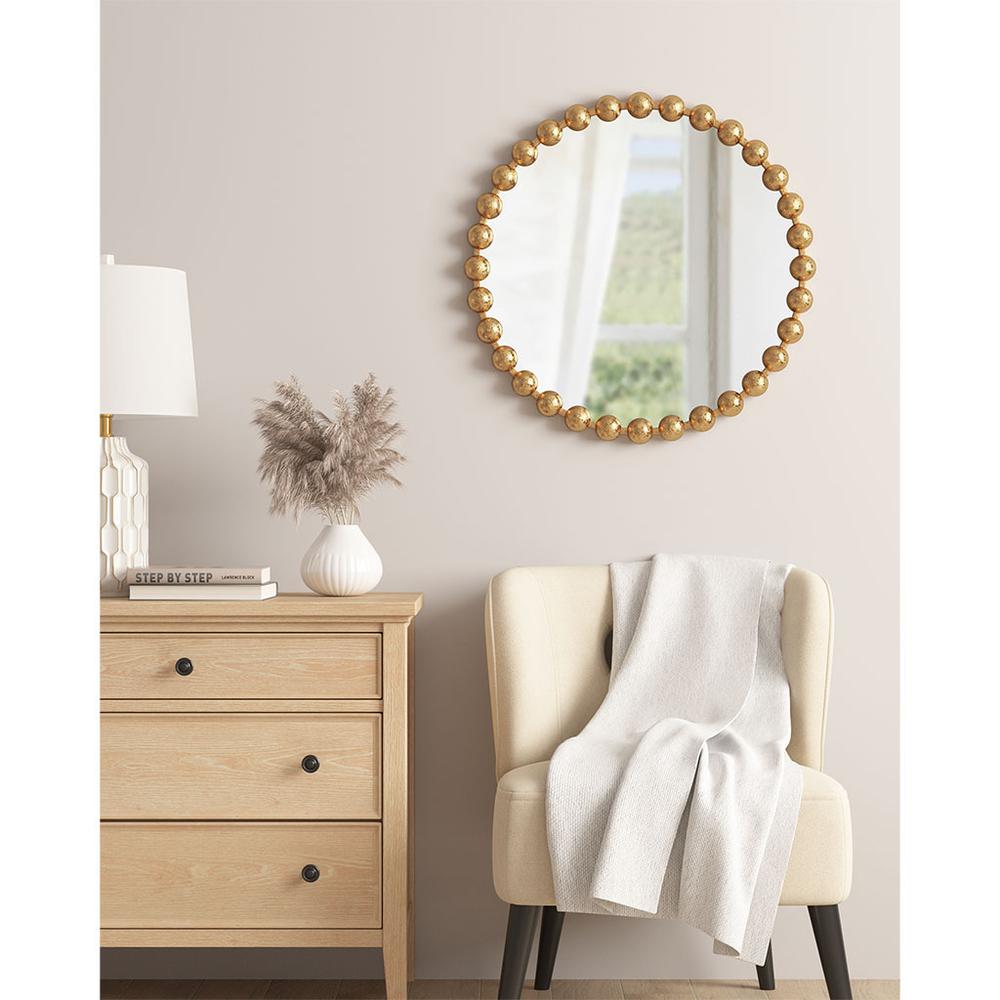 Beaded Round Wall Mirror 27"D. Picture 2