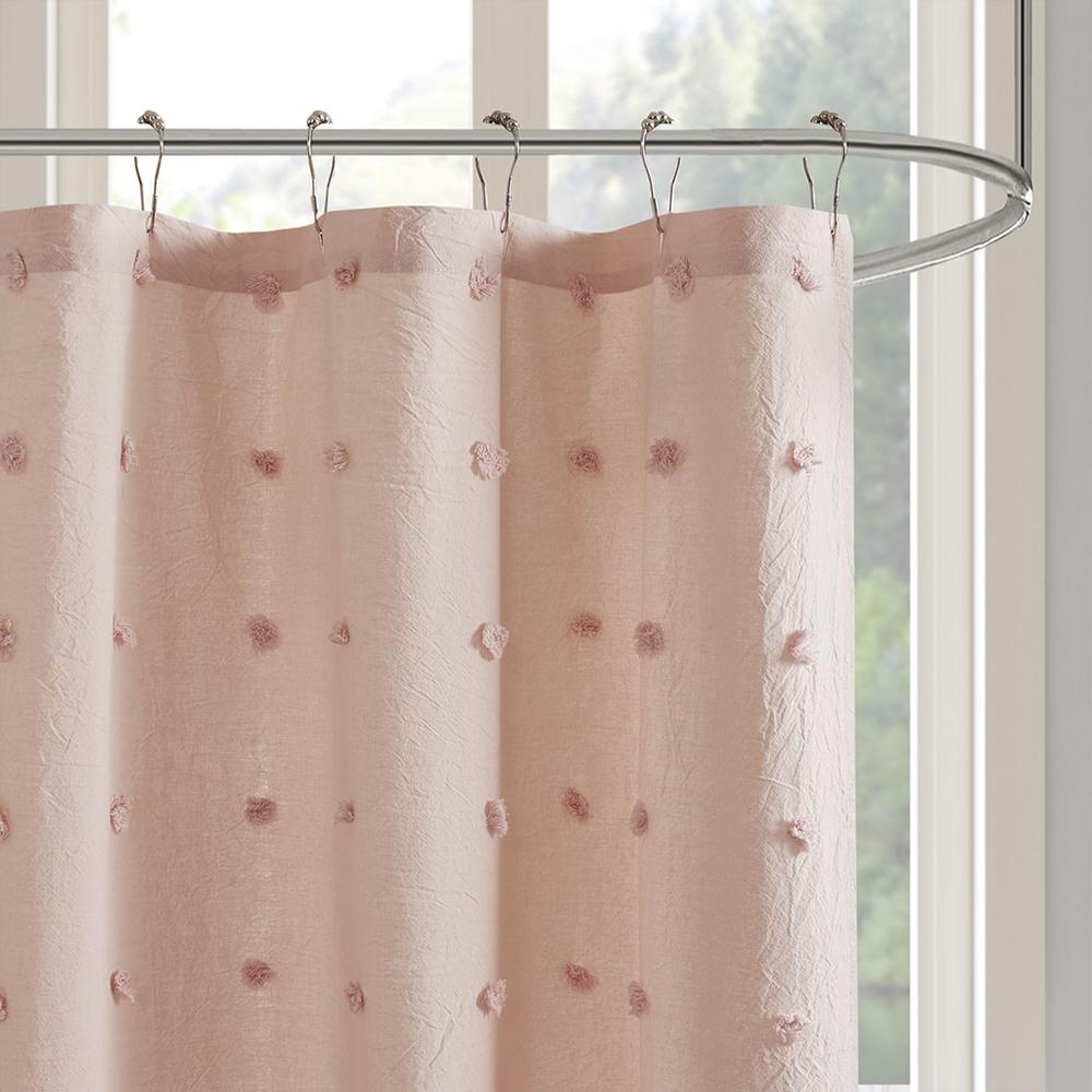 Brooklyn Cotton Jacquard Pom Pom Shower Curtain. Picture 3