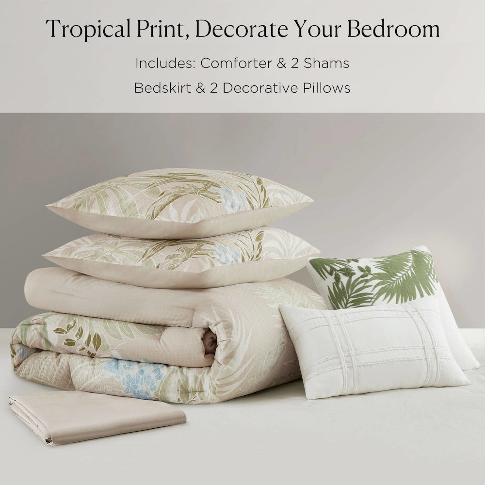 Kiawah Island 6 Piece Oversized Cotton Comforter Set with Throw Pillow. Picture 5