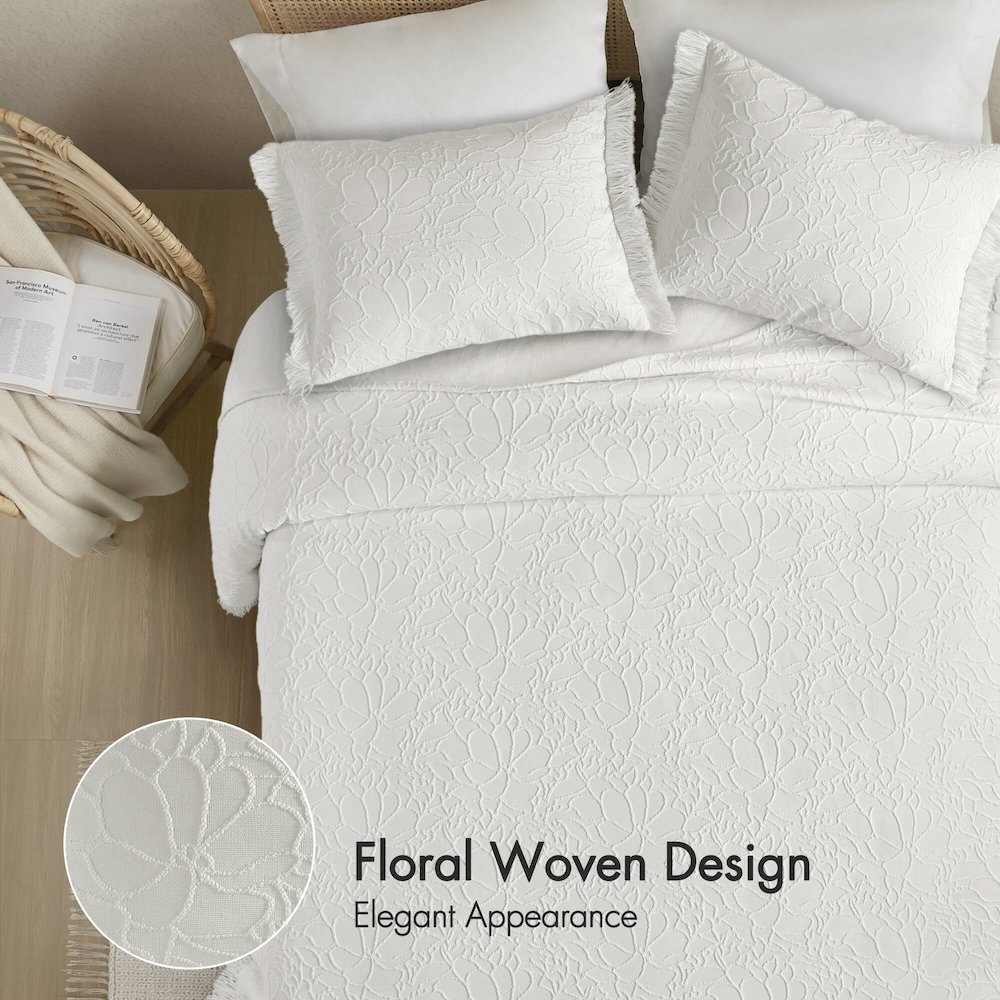 Willow 3PCS Bedspread Set, White color. Picture 5