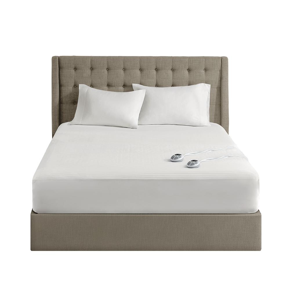 Waterproof Heated Mattress Pad, White color. Picture 1