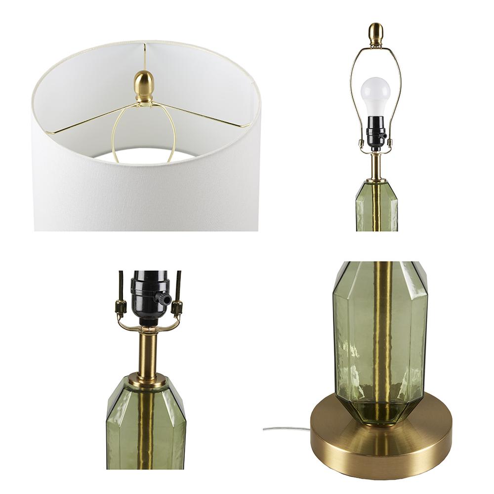 Faceted Green Glass Table Lamp. Picture 1
