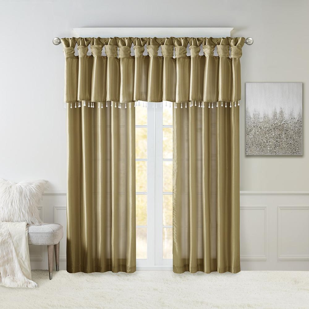 Lightweight Faux Silk Valance With Beads. Picture 3