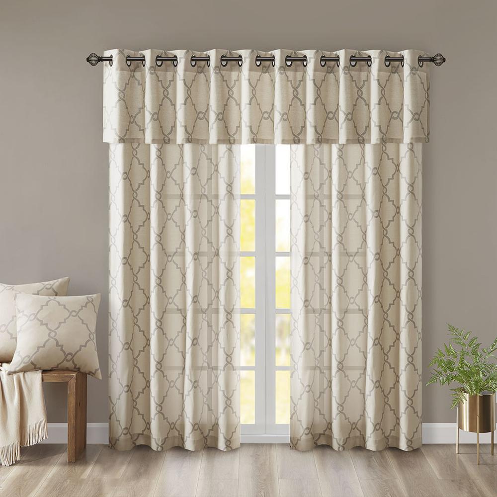 Fretwork Print Grommet Top Window Valance. Picture 3
