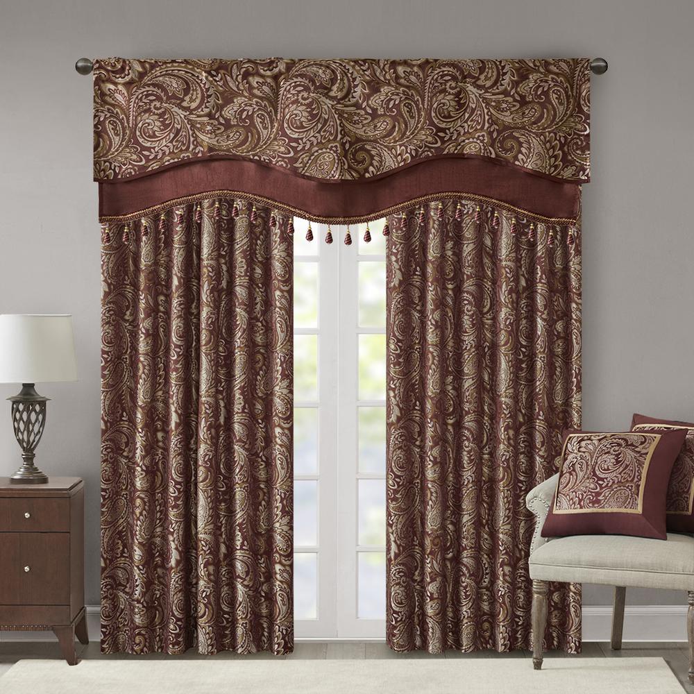 Jacquard Window Rod Pocket Valance With Beads. Picture 3