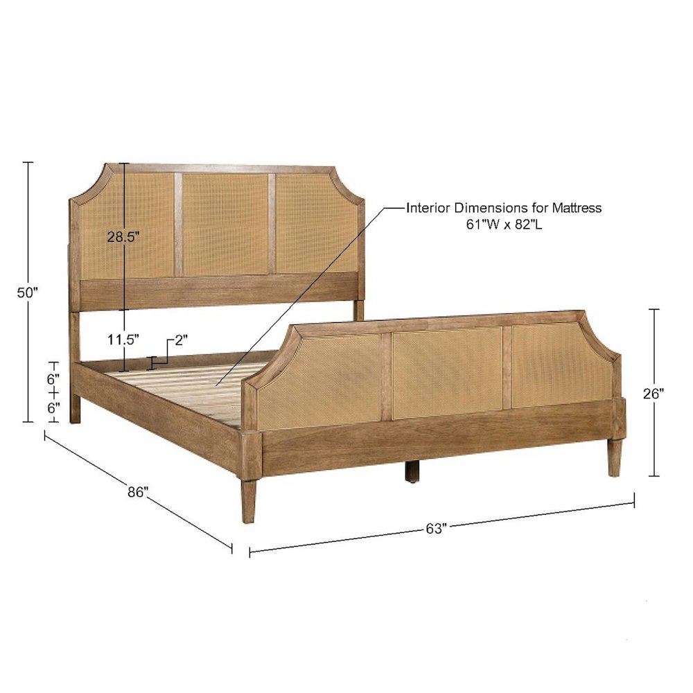 Woven Cane Queen Platform Bed. Picture 4