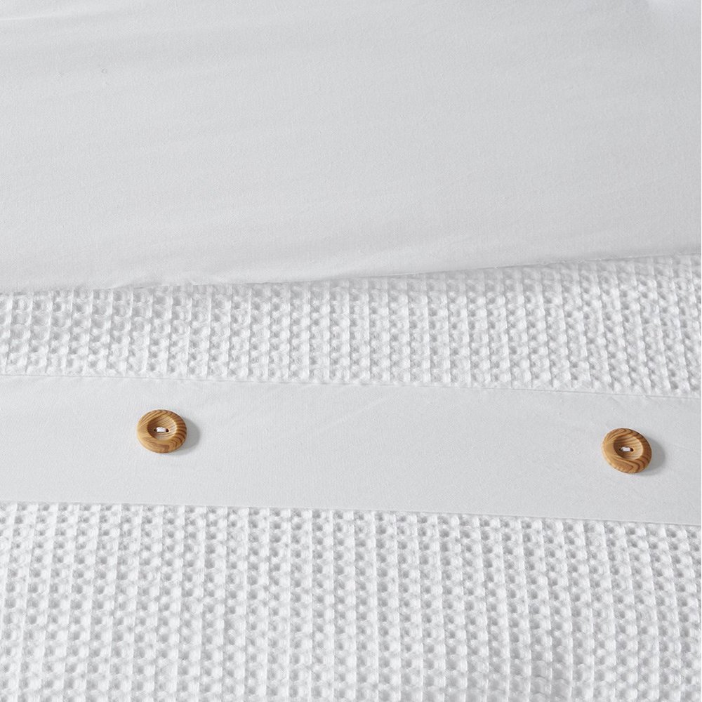 3 Piece Cotton Waffle Weave Comforter set. Picture 3
