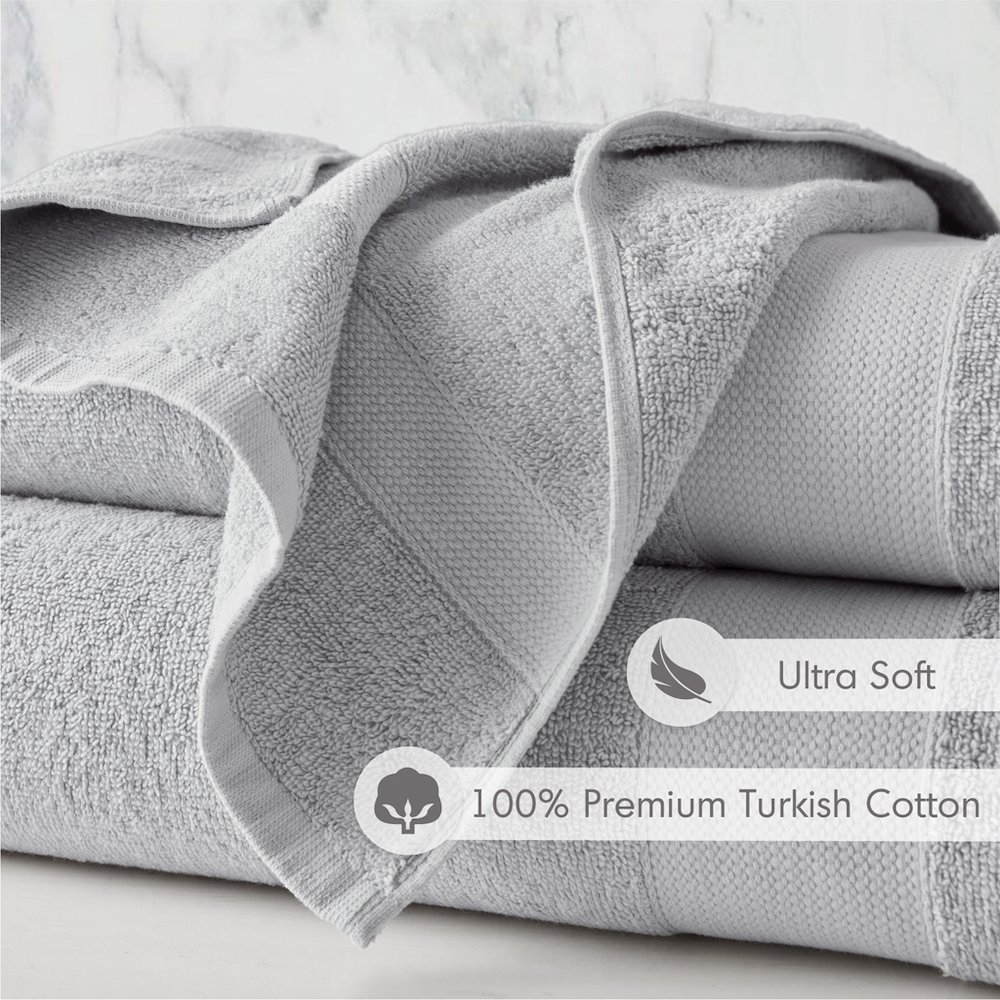 500GSM Plush 6pc Towel Set, Light Grey color. Picture 4