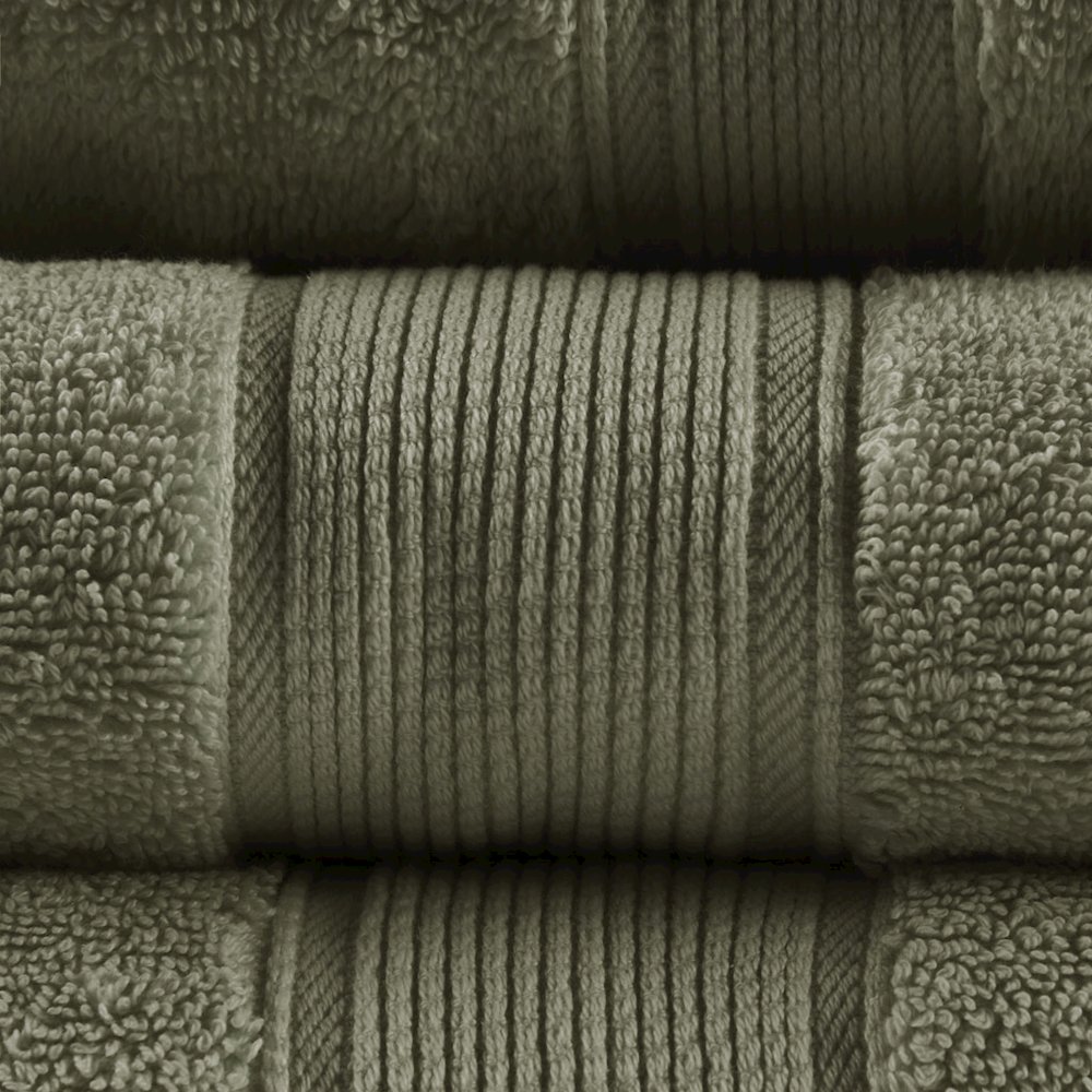 100% Cotton Bath 8 Piece Set in Olive Green. Picture 4