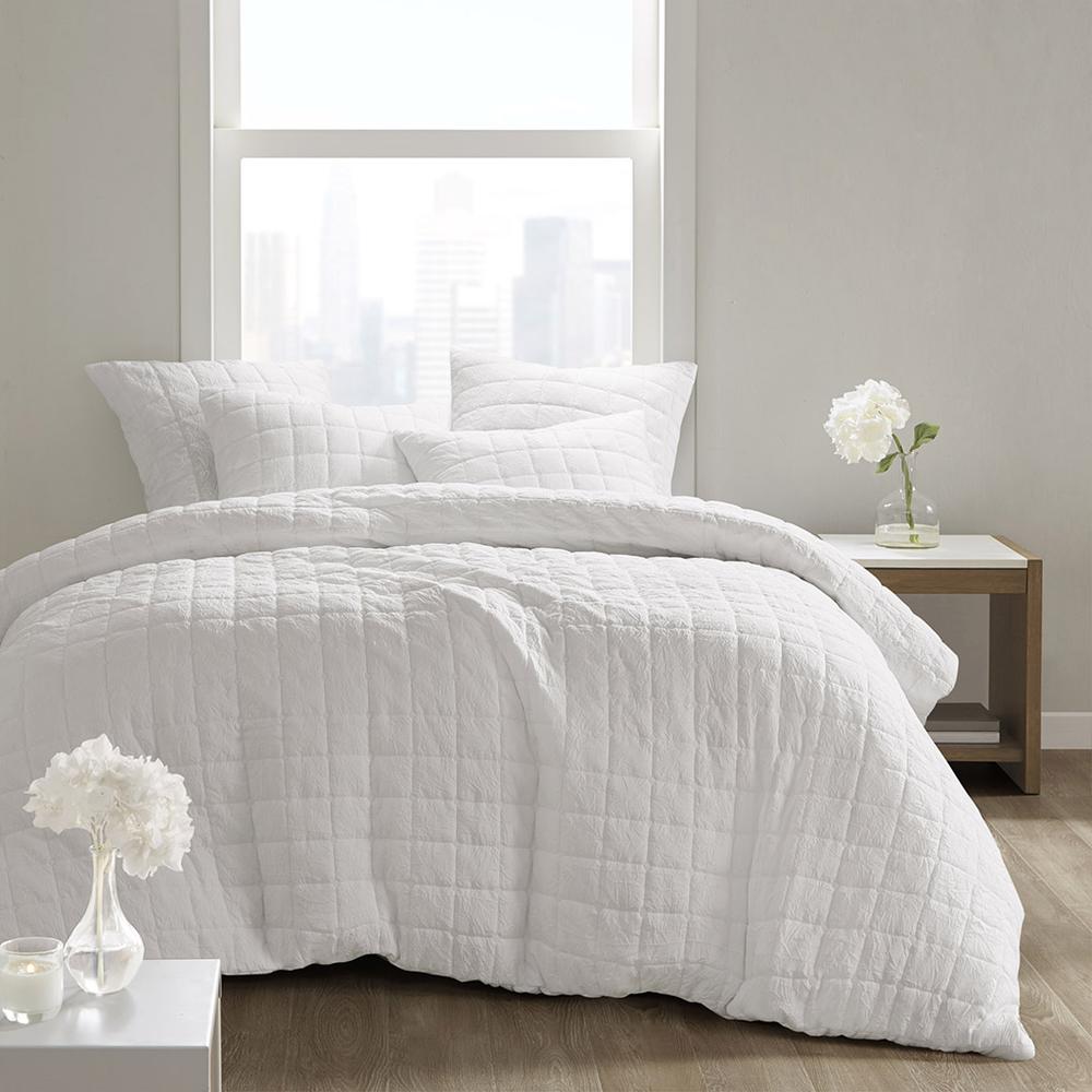 Cocoon Quilt Top Euro Sham, White color. Picture 3