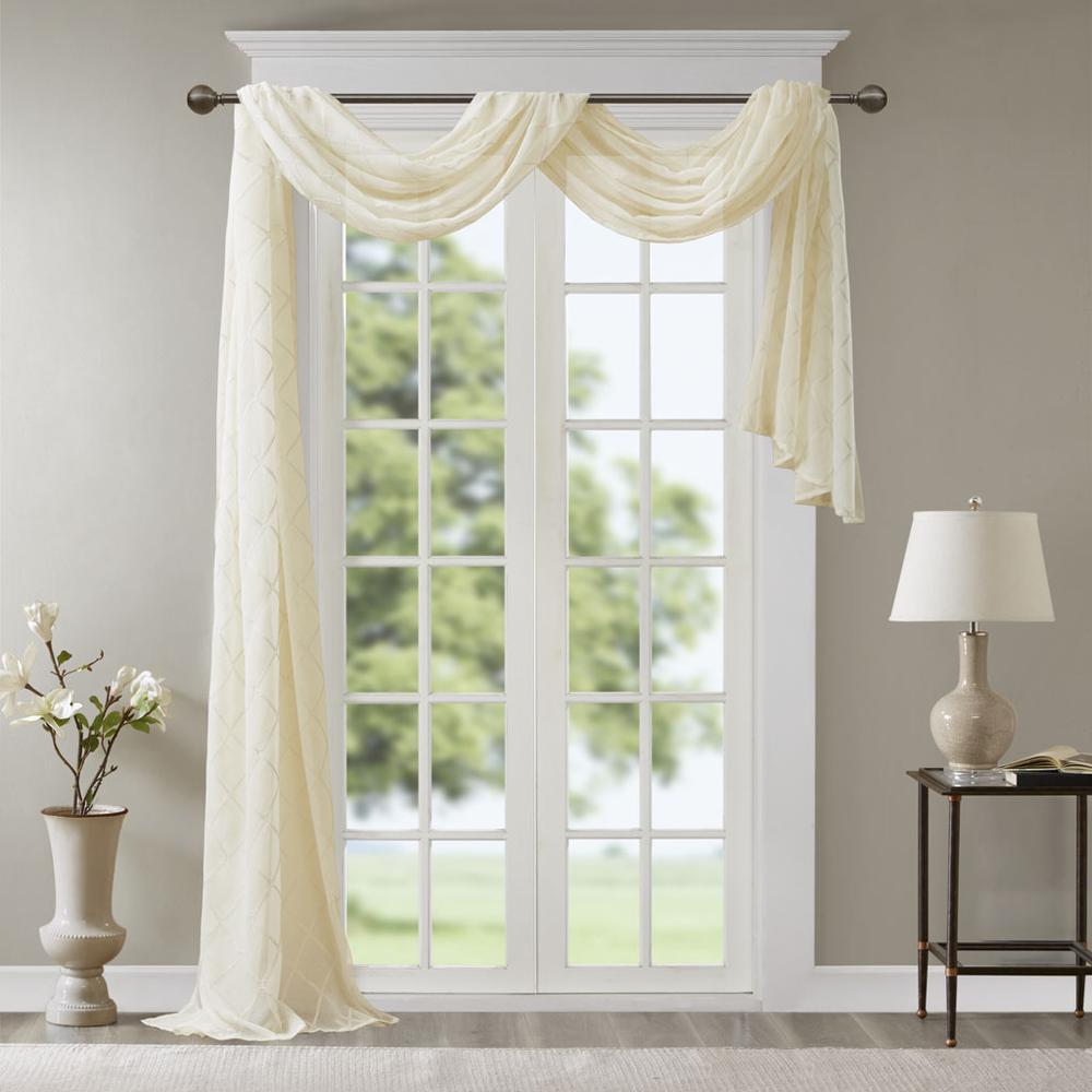 Diamond Sheer Embroidered Window Scarf. Picture 2
