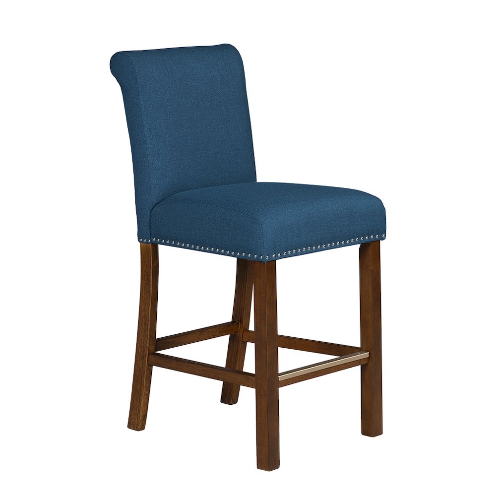 Upholstered Counter Stool with Nailhead Trim Set of 2. Picture 1