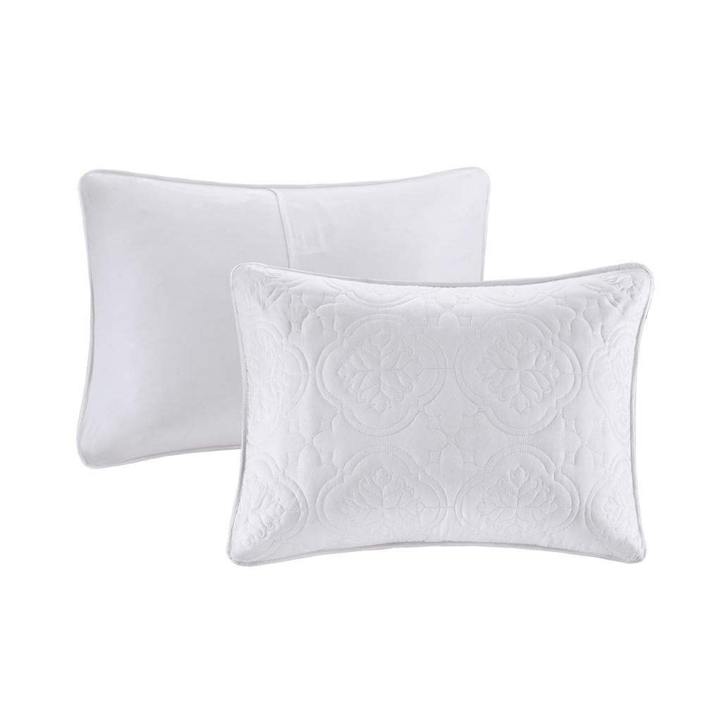 Oakley 3 Piece Reversible Bedspread Set, White color. Picture 4