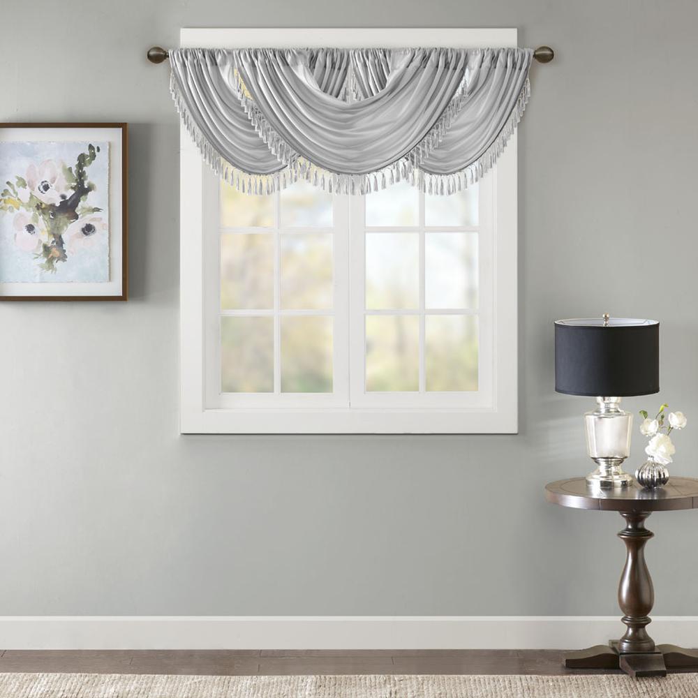 Faux Silk Waterfall Embellished Valance. Picture 4
