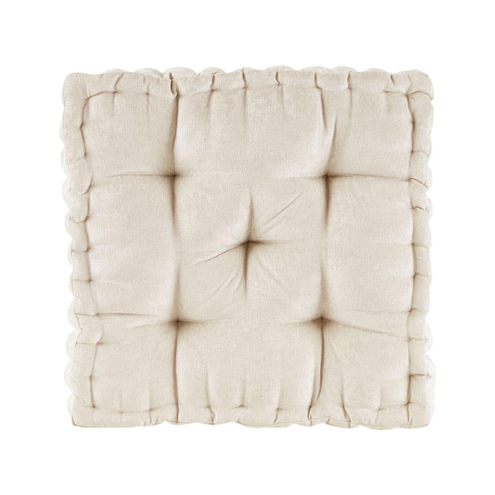 Azza Ivory Chenille Floor Pillow Cushion, Belen Kox. Picture 1