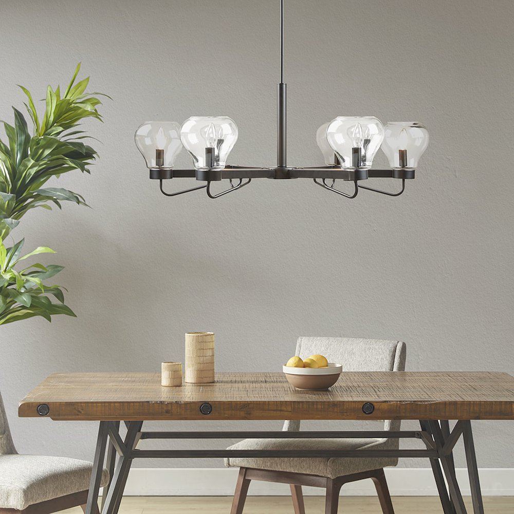 6-Light Chandelier with Bowl Shaped Glass Shades. Picture 2