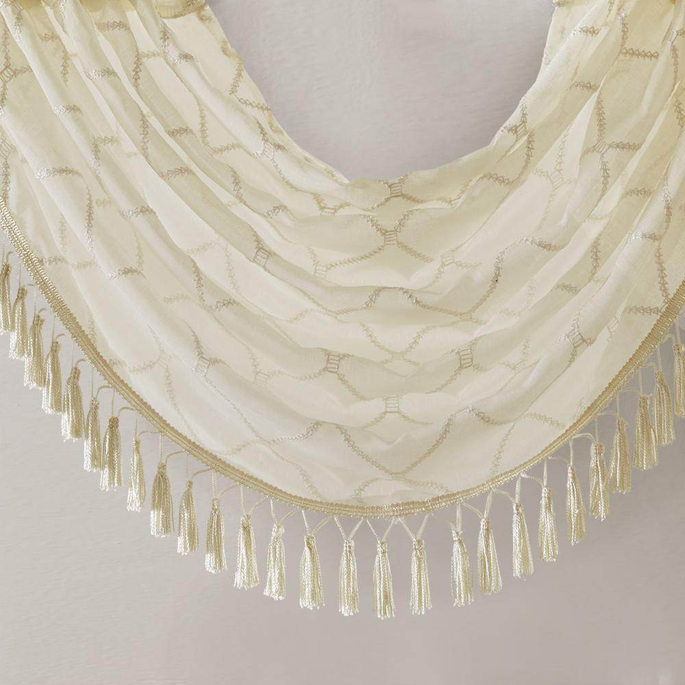 Diamond Sheer Embroidered Waterfall Valance. Picture 2