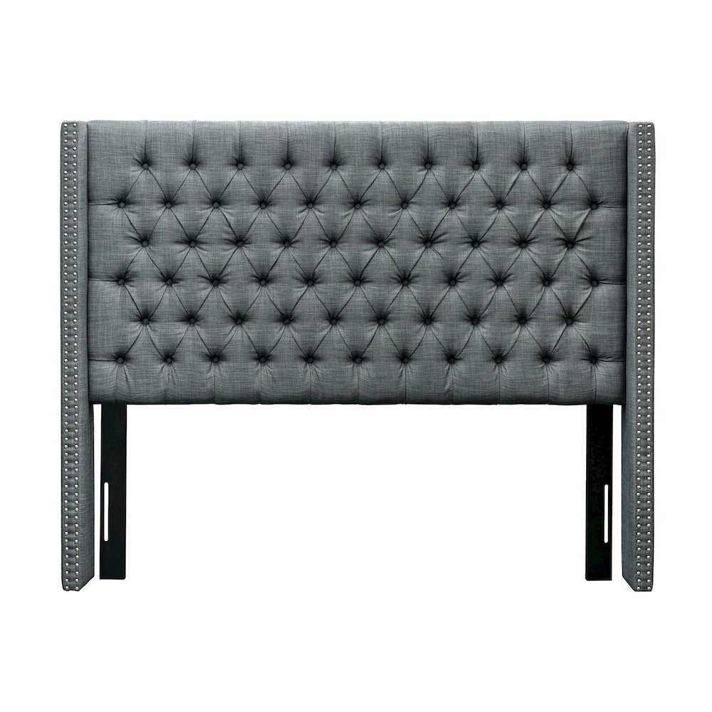 Amelia Upholstered Wingback Headboard with Button Tufting & Nailhead Trim. Picture 2