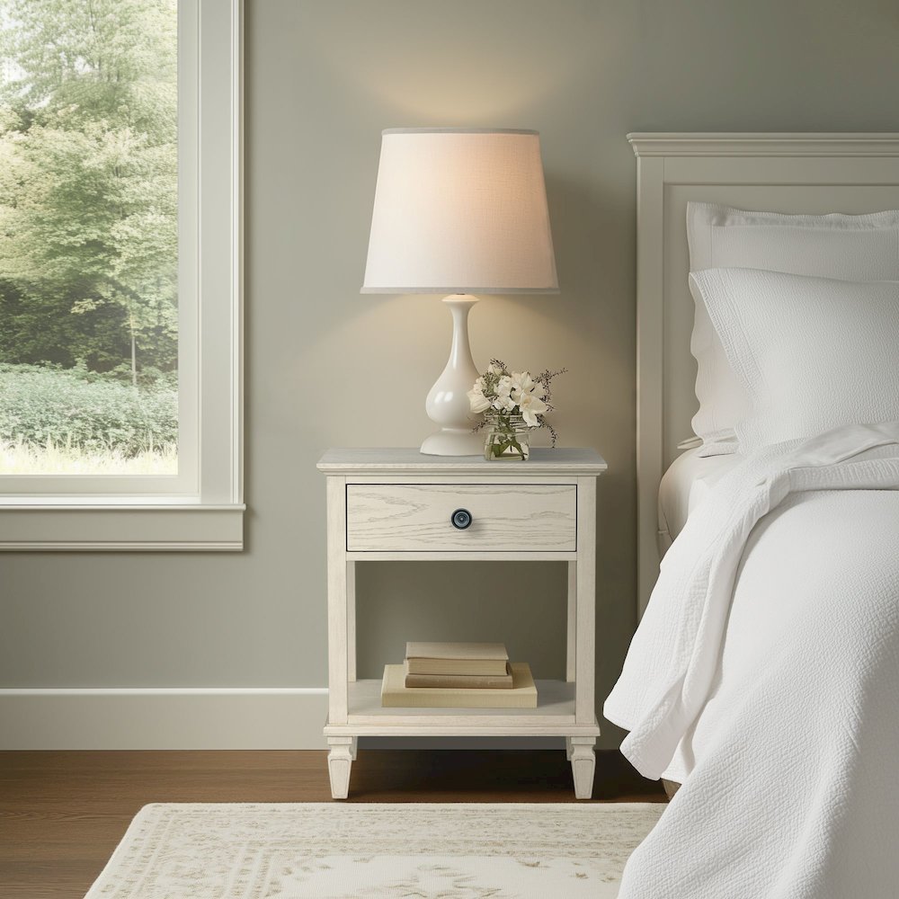 Victoria Bedside Table, Antique Cream color. Picture 2