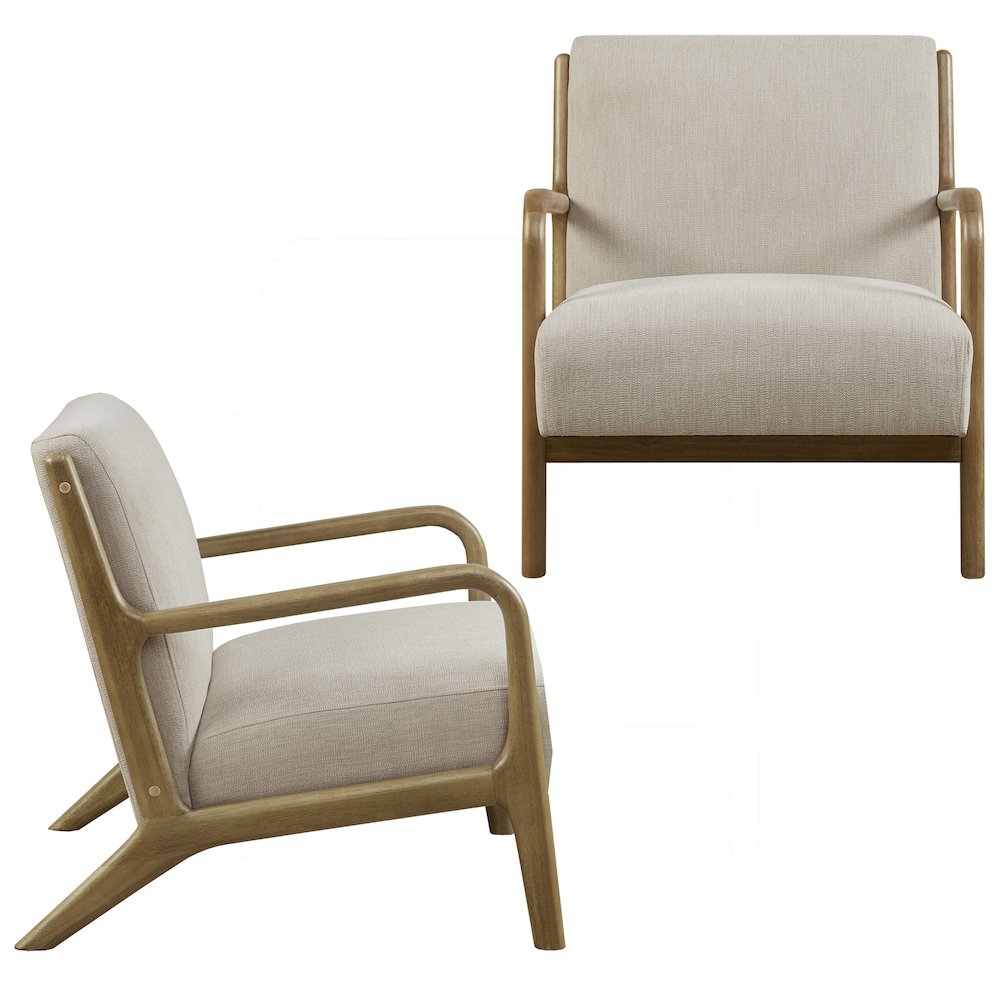 Novak Lounge Chair Set of 2 in Cream. Picture 1