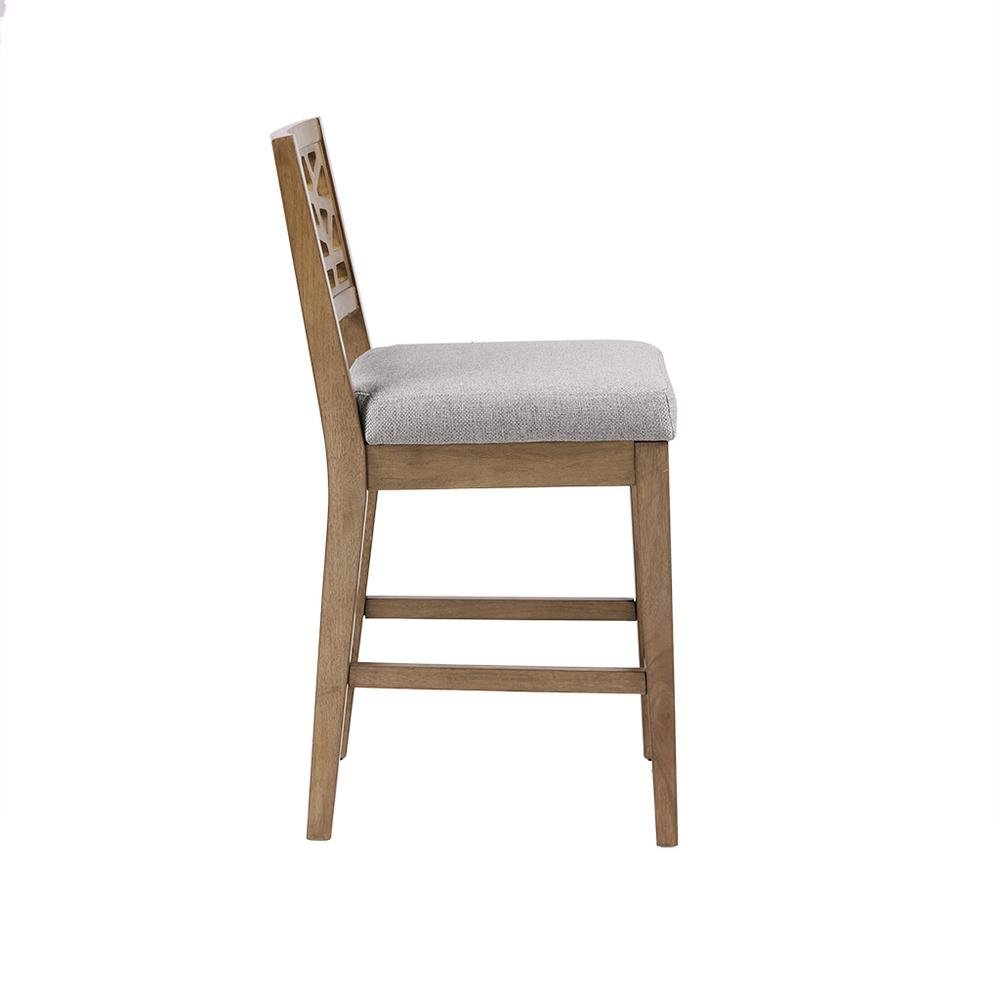 Gray Upholstered Counter Stool with Solid Wood Legs for Kitchen Islands. Picture 5