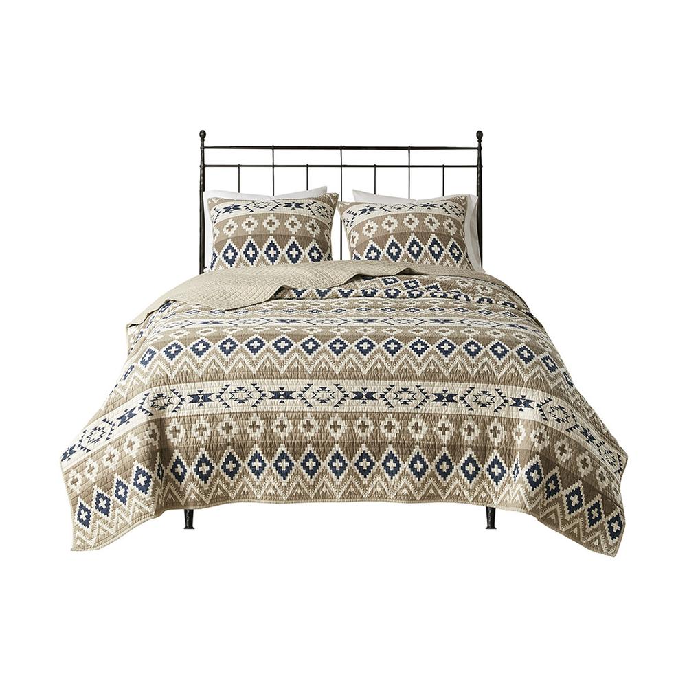 Montana Printed Cotton Oversized Quilt Mini Set, Tan color. Picture 2